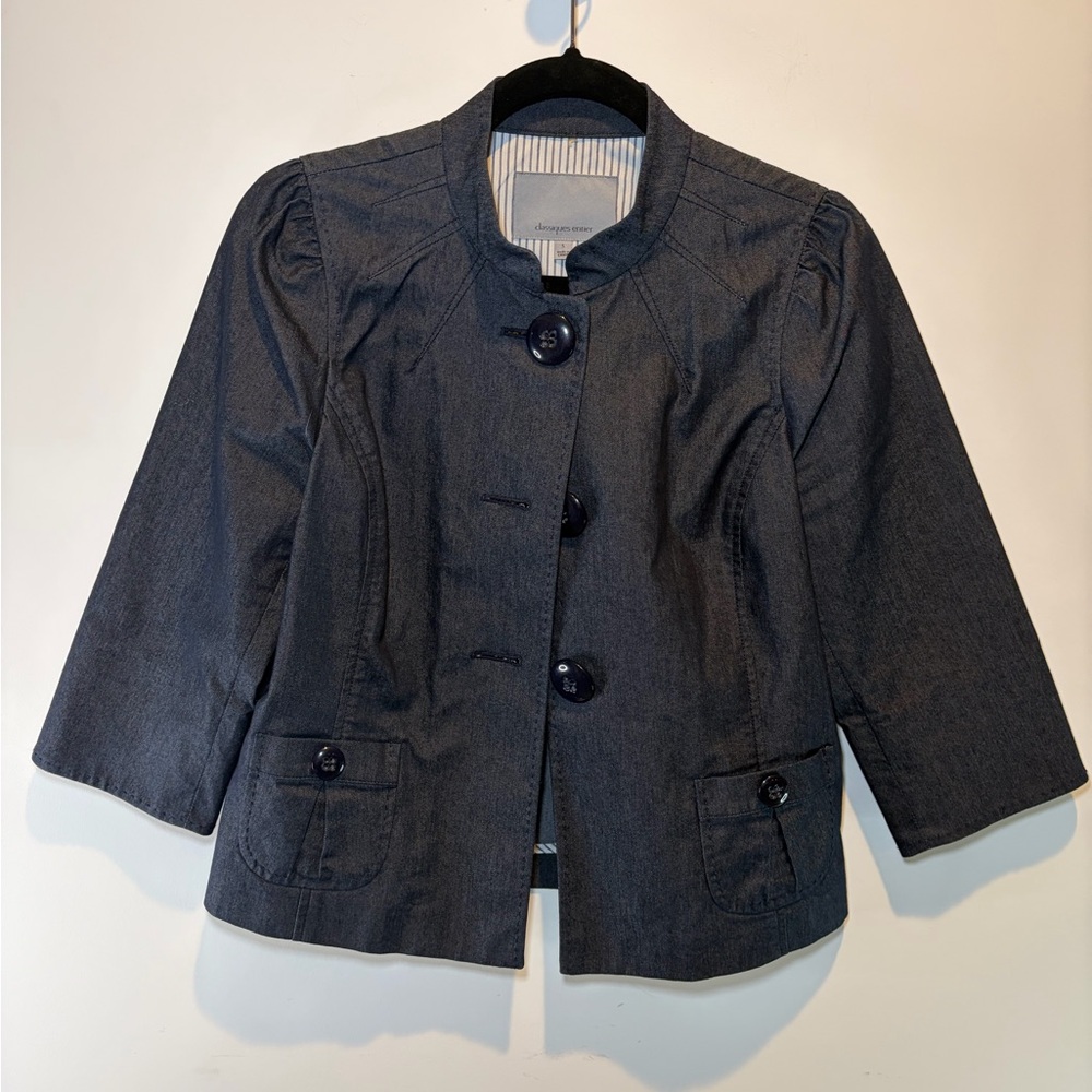 Classiques Entier Navy Button-Front Cropped Jacket